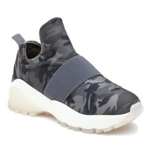 J Slides Gray Camouflage Slip-On Sneakers